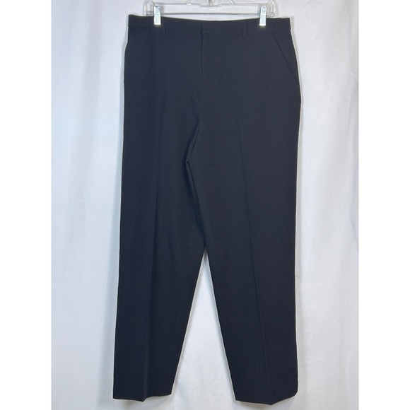 Dialogue Essentials Pants - Dialogue Essentials Womens Black Straight Leg Dress Pants Size 16 Wool Mix